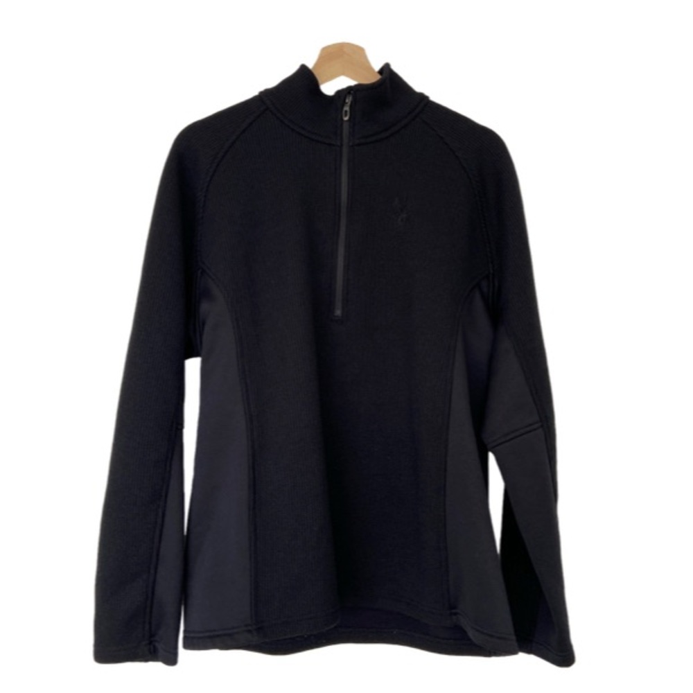 SPYDER BLACK ACTIVE ATHLETIC PERFORMANCE SPORT HALF ZIP JACKET, LARGE